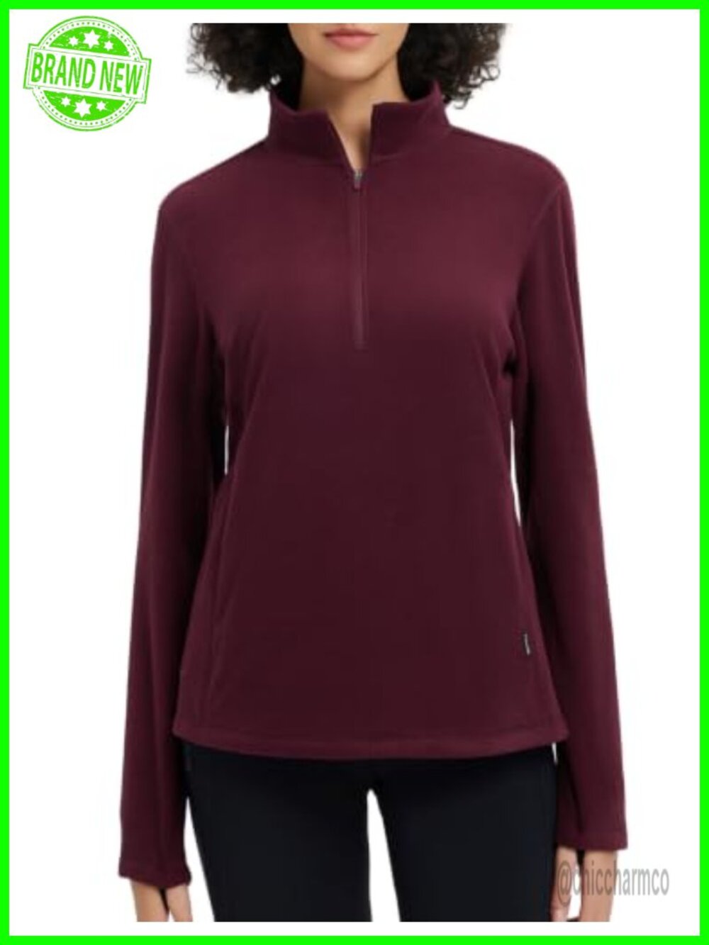 Women's Fleece 1/4 Zip Pullover Thumbhole Cuffs Hiking Running